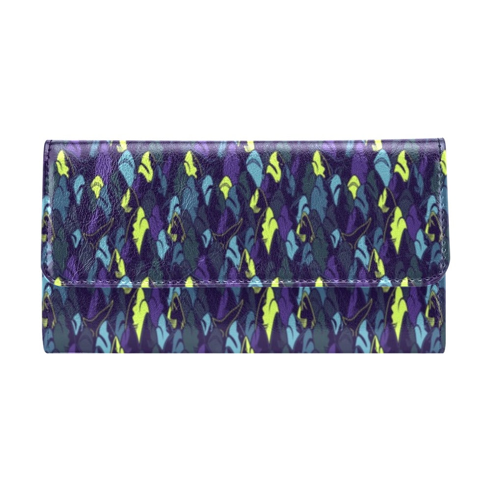 Shark Neon color Print Women's Trifold Wallet