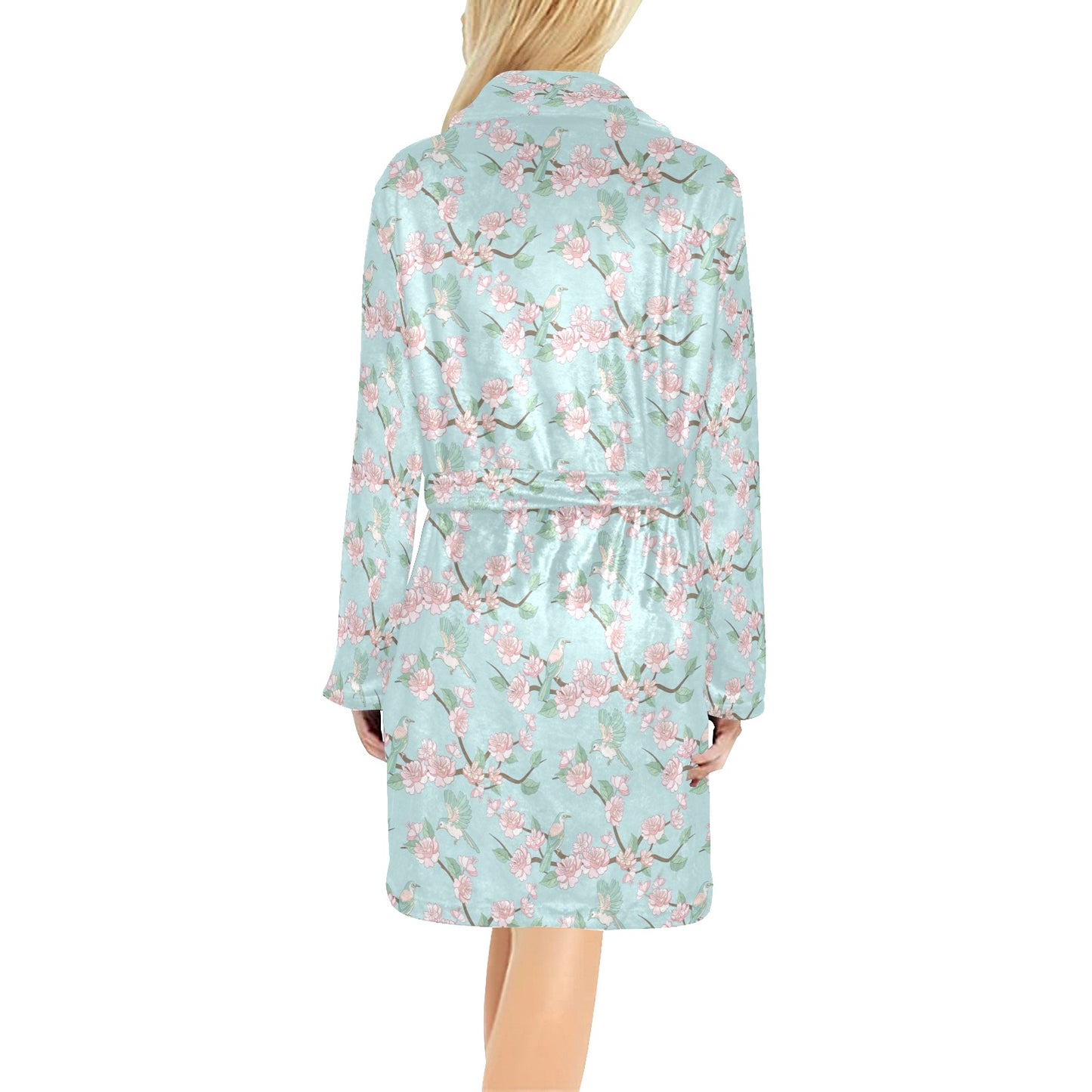 Cherry Blossom Pattern Print Design 02 Women's Fleece Robe