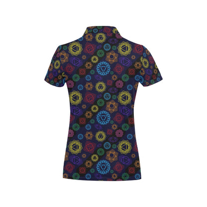 Chakra Colorful Print Pattern Women's Polo Shirt