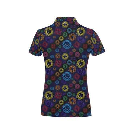 Chakra Colorful Print Pattern Women's Polo Shirt