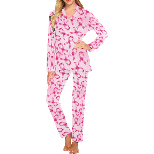 Breast cancer Pattern Print Design 04 Women's Long Pajama Set