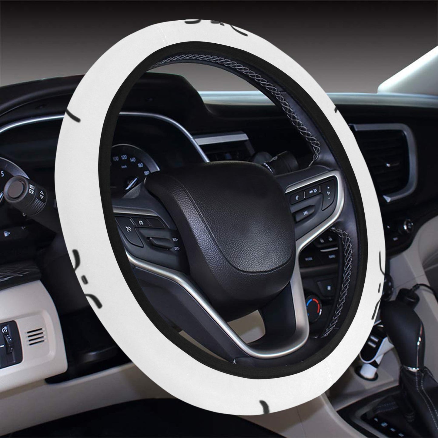Hockey Print Design LKS304 Steering Wheel Cover with Elastic Edge