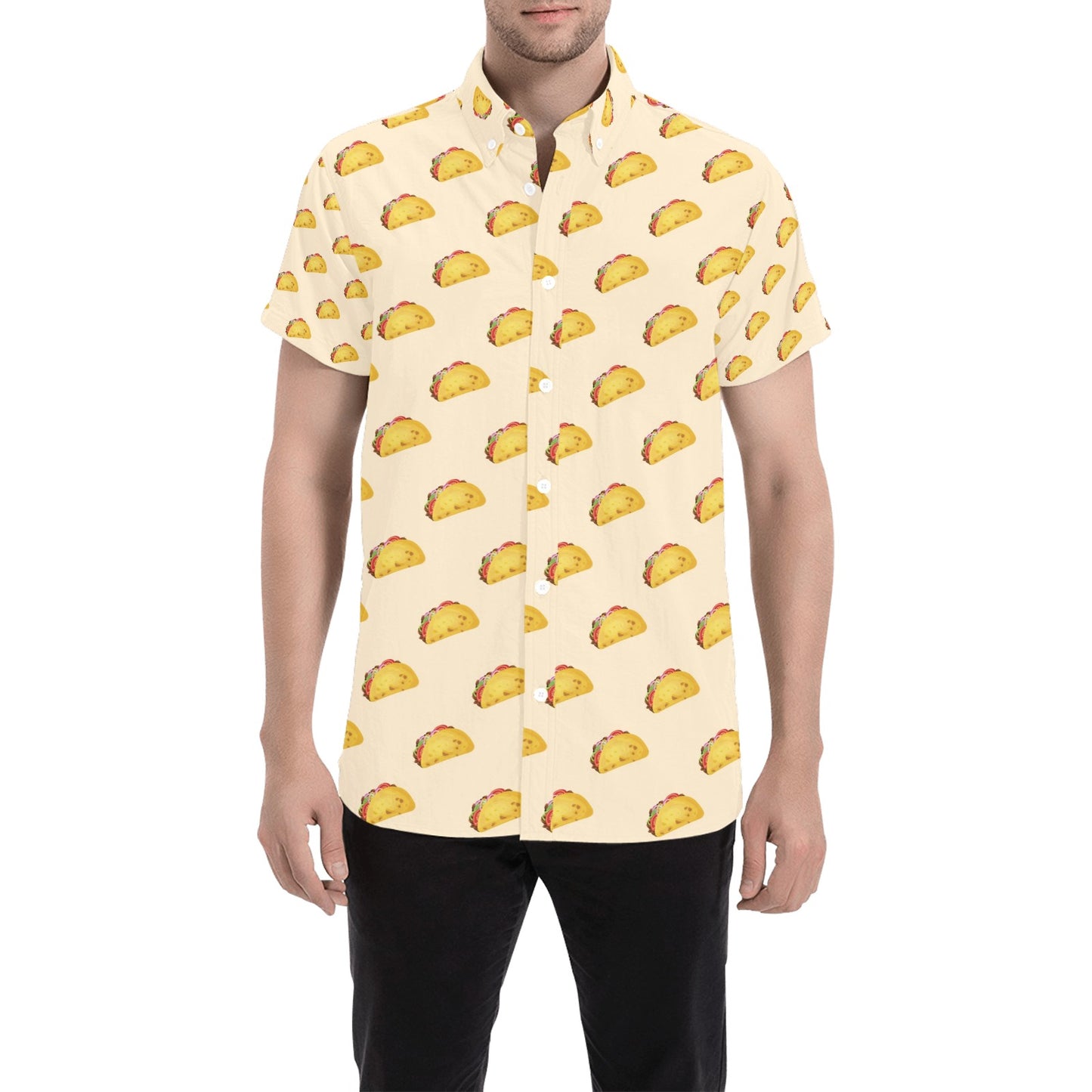 Taco Print Design LKS302 Men Short Sleeve Button Up Shirt