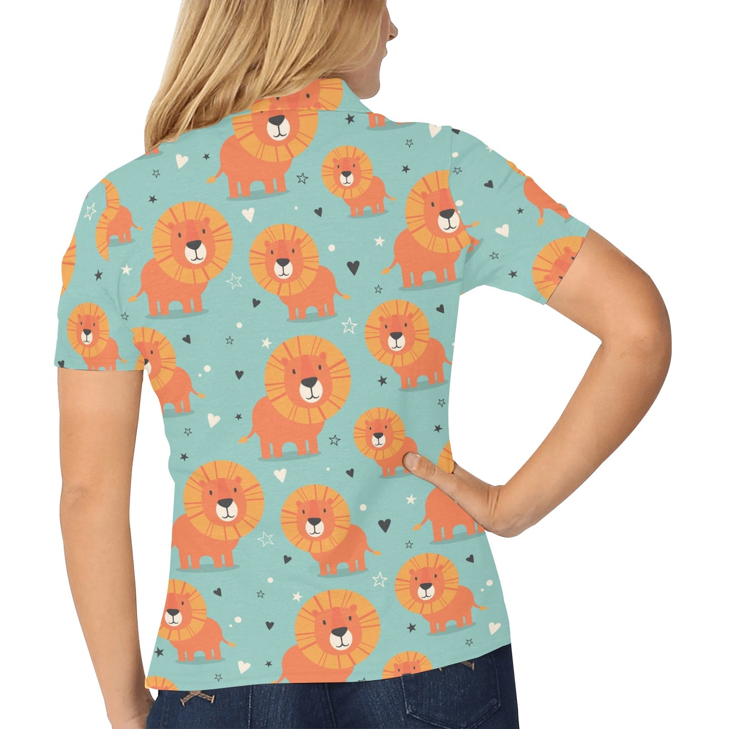Lion Baby Pattern Print Design 03 Women's Polo Shirt