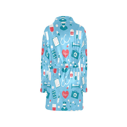 Nurse Pattern Print Design A03 Women's Fleece Robe