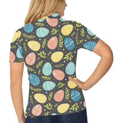 Easter Eggs Pattern Print Design RB01 Women's Polo Shirt