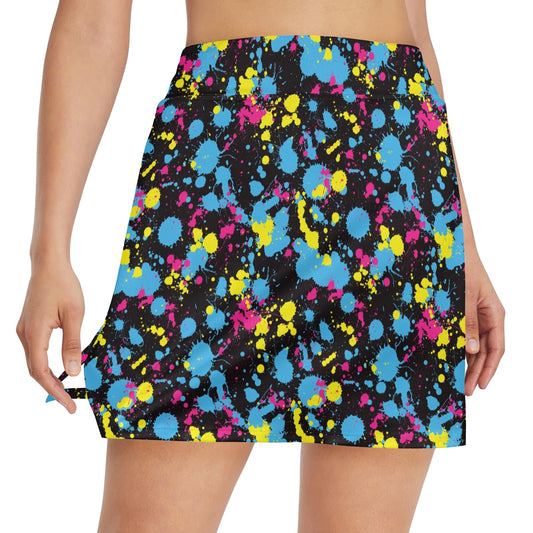 Splatter Colorful Print Design LKS301 17" Golf & Pickleball Skort with Pockets