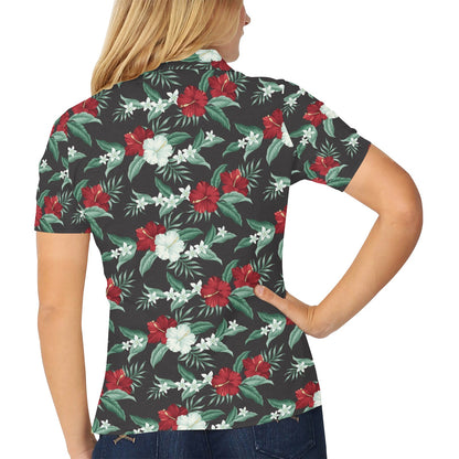 Tropical Flower Print Design LKS303 Women's Polo Shirt