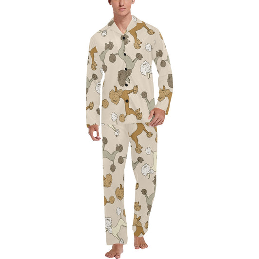 Poodle Pattern Print Design A01 Men's Long Pajama Set