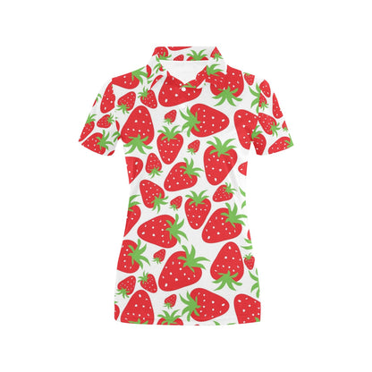 Strawberry Pattern Print Design SB01 Women's Polo Shirt
