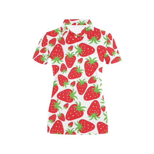 Strawberry Pattern Print Design SB01 Women's Polo Shirt