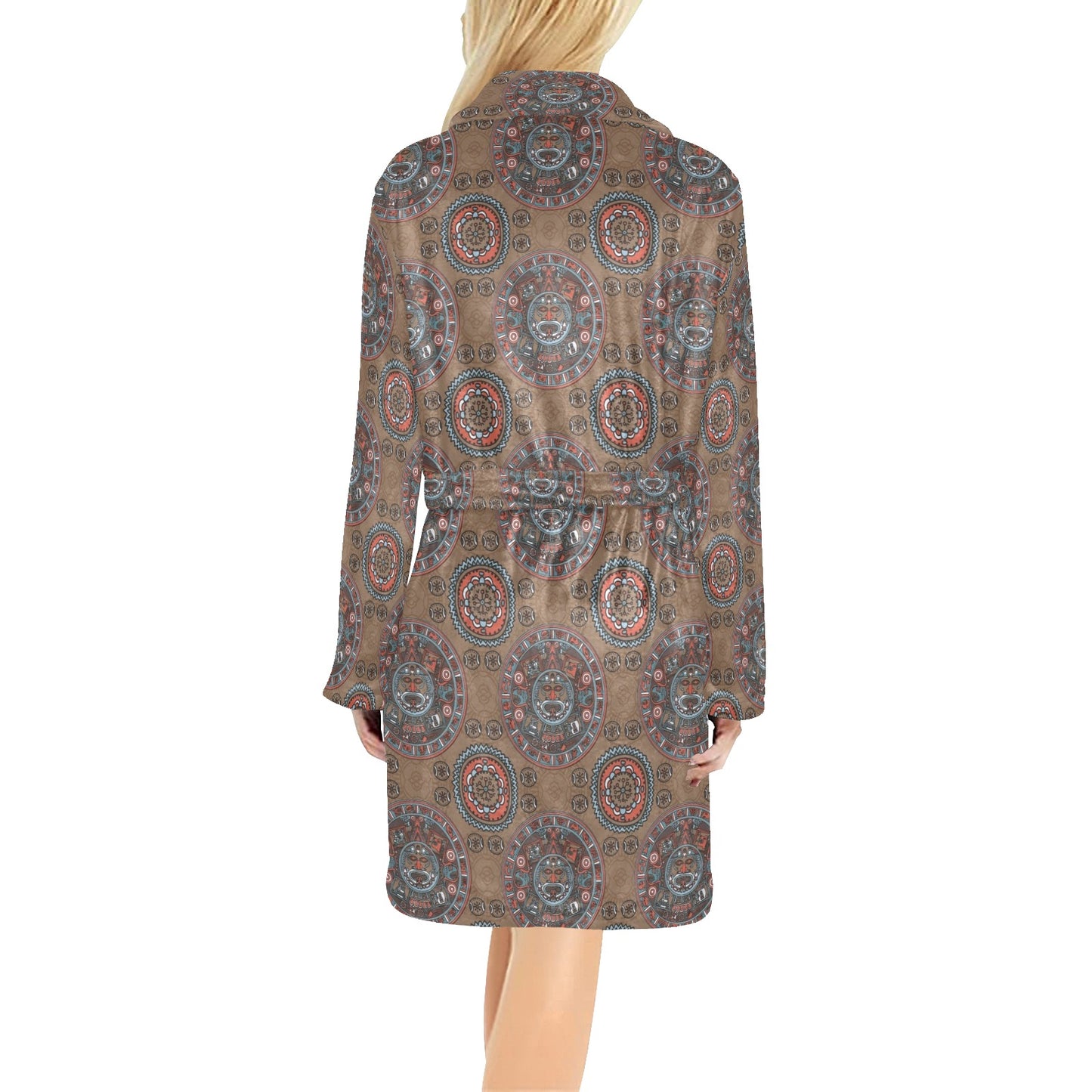 Calendar Aztec Pattern Print Design 03 Women's Fleece Robe
