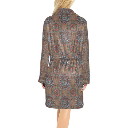Calendar Aztec Pattern Print Design 03 Women's Fleece Robe