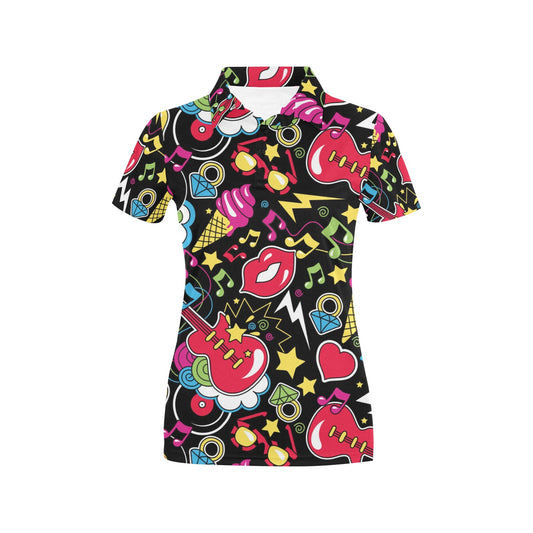 Pop Art Pattern Print Design A04 Women's Polo Shirt