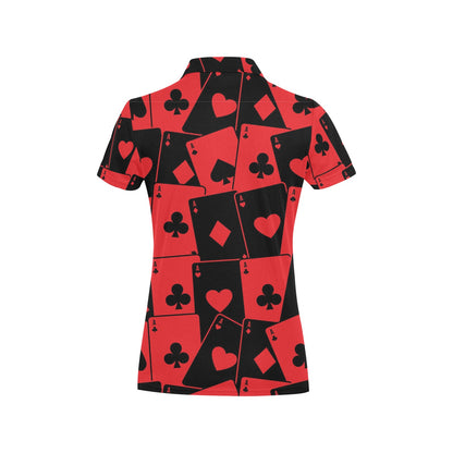 Poker Cards Pattern Print Design A01 Women's Polo Shirt
