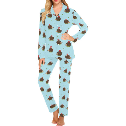 Hedgehog Print Design LKS402 Women's Long Pajama Set