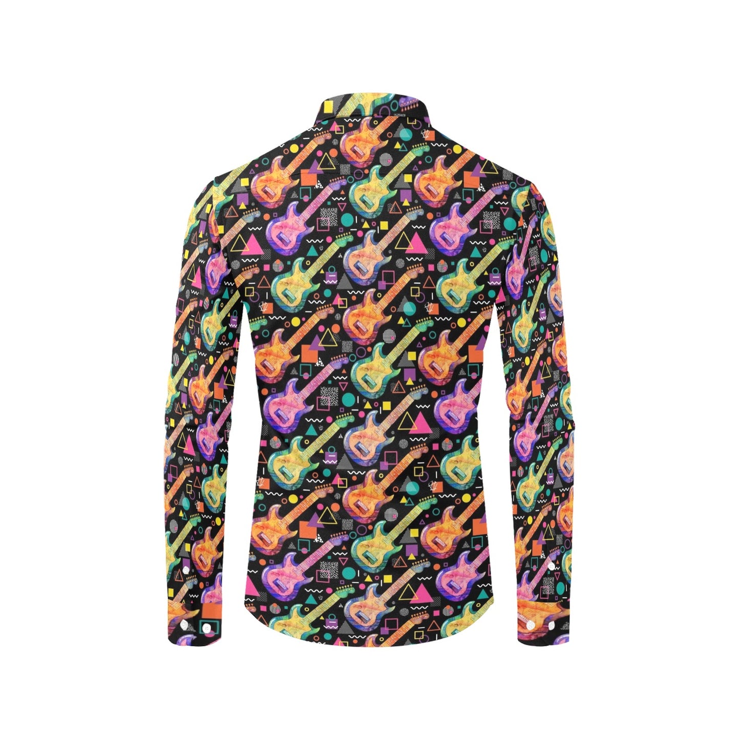 Electric Guitar Print Design LKS403 Men's Long Sleeve Dress Shirt