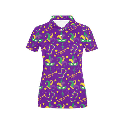 Mardi Gras Pattern Print Design 06 Women's Polo Shirt
