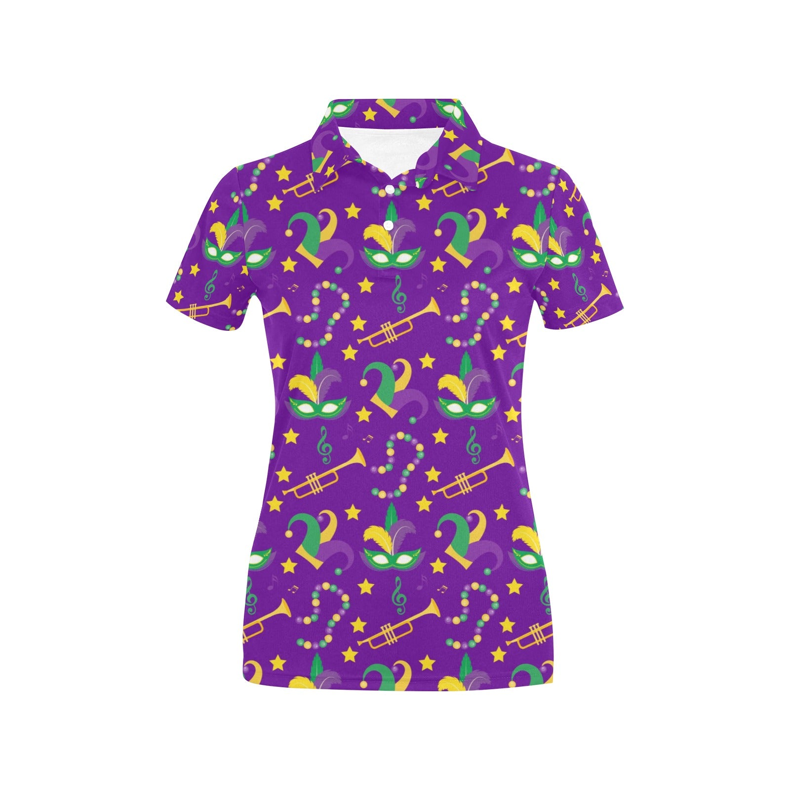 Mardi Gras Pattern Print Design 06 Women's Polo Shirt