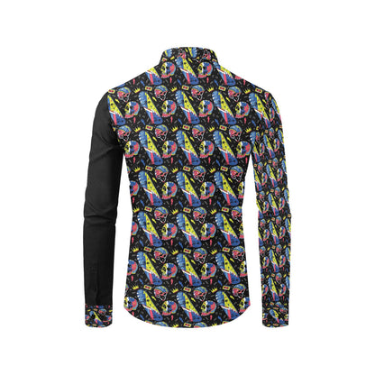 Skateboard Print Design LKS304 Men's Long Sleeve Dress Shirt
