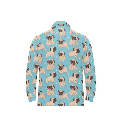 Pug Pattern Print Design A03 Long Sleeve Polo Shirt For Men's