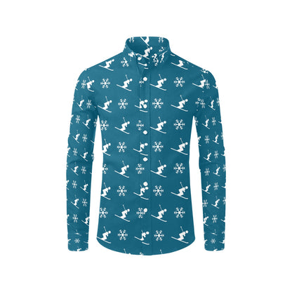 Ski Print Design LKS301 Men's Long Sleeve Dress Shirt