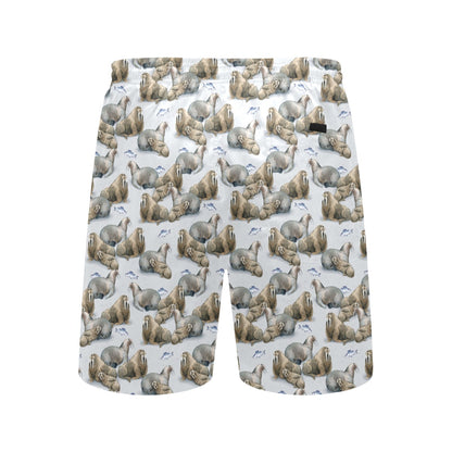 Walrus Print Design LKS401 Men's Swim Trunks Beach Shorts
