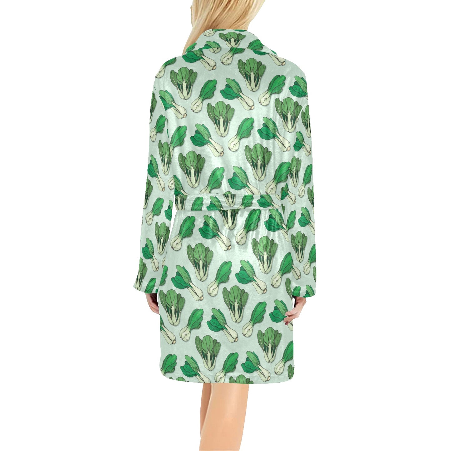 Bok Choy Pattern Print Design 01 Women's Fleece Robe