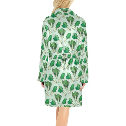 Bok Choy Pattern Print Design 01 Women's Fleece Robe