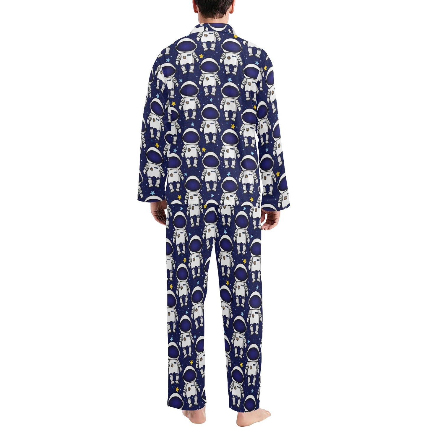 Astronaut Pattern Print Design 01 Men's Long Pajama Set