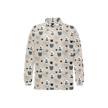 Bear Pattern Print Design 05 Long Sleeve Polo Shirt For Men's