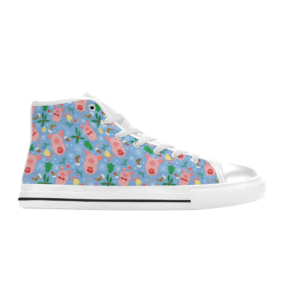 Pig Print Design LKS404 Men's High Top Canvas Shoes