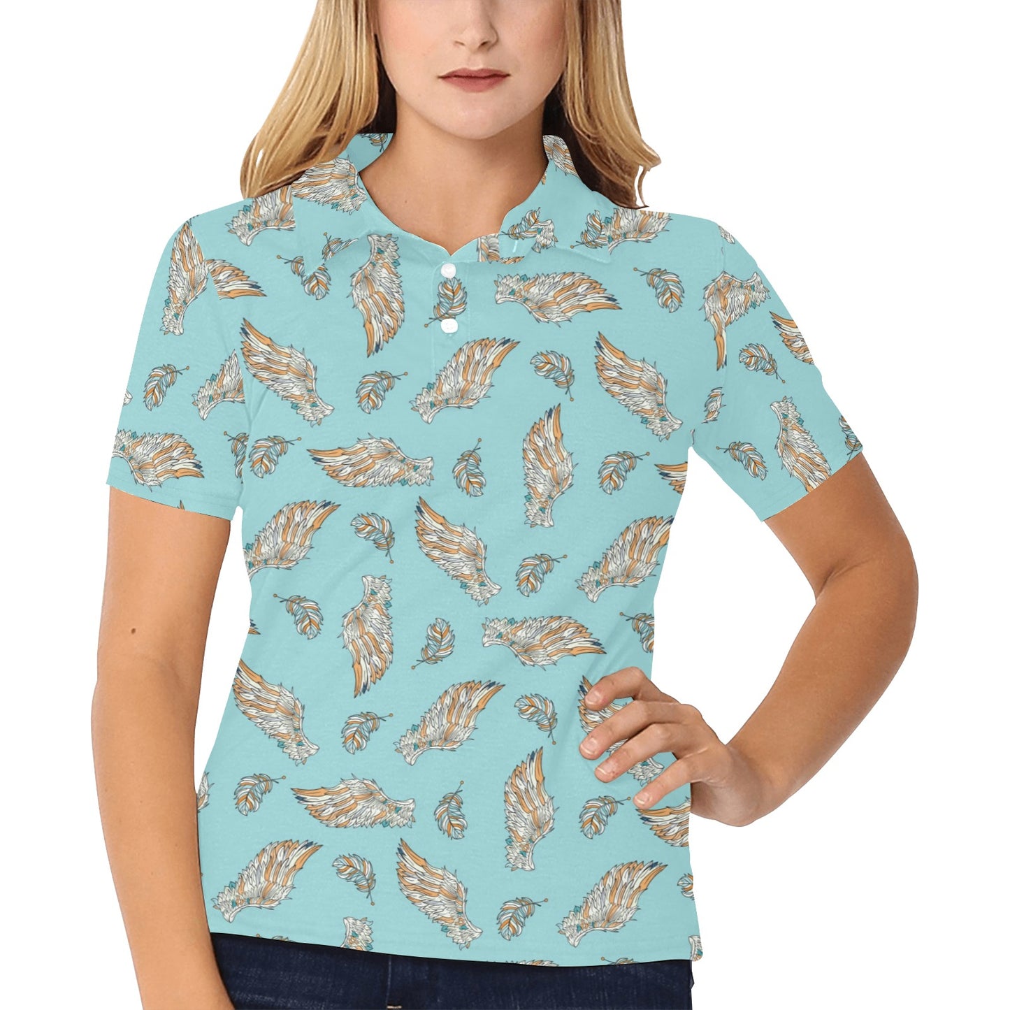 Angel Wings Pattern Print Design 03 Women's Polo Shirt