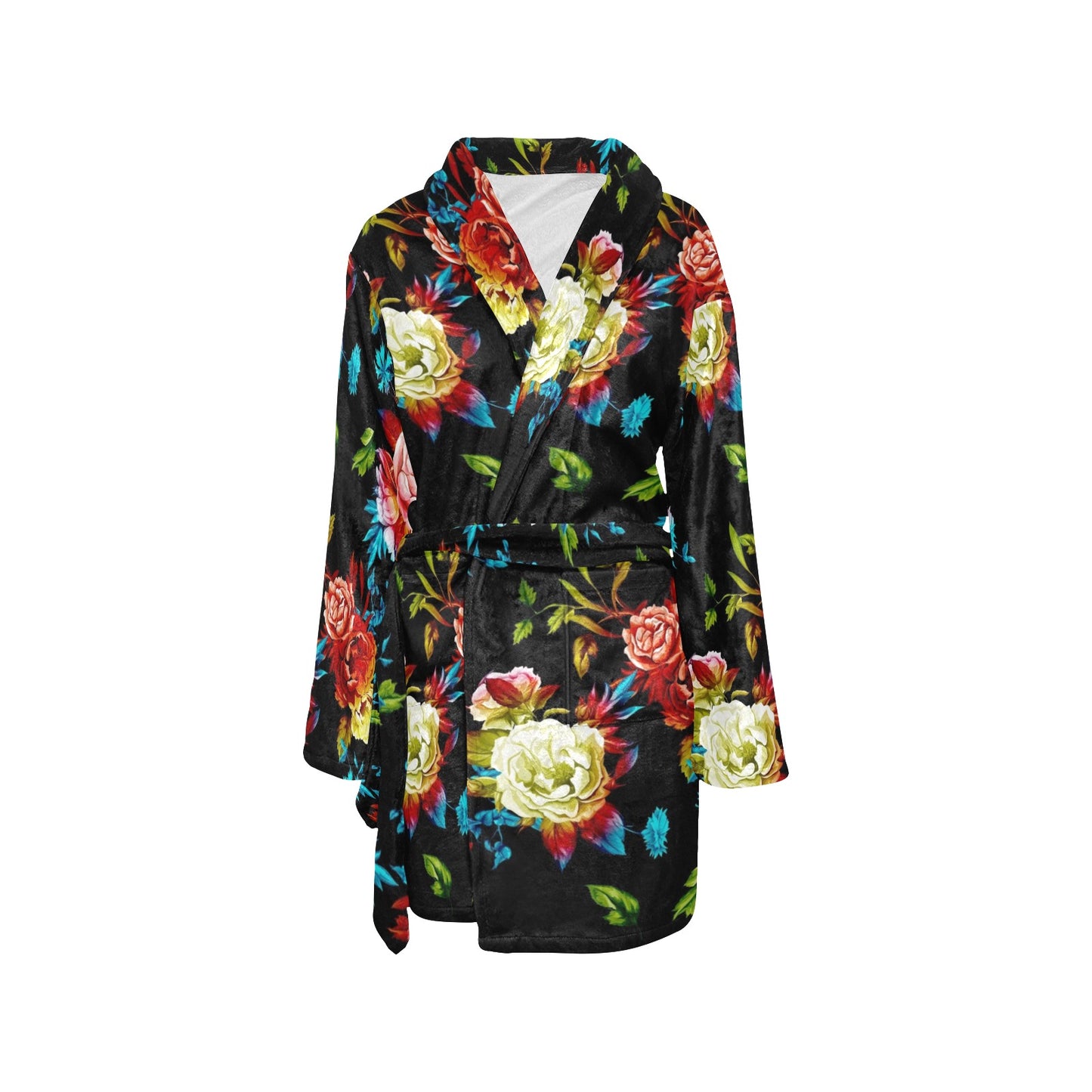 Peony Pattern Print Design PE07 Women's Fleece Robe