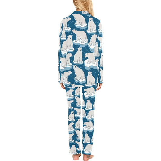 Polar Bear Pattern Print Design PB03 Women's Long Pajama Set