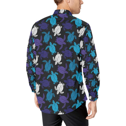 Sea Turtle Print Design LKS306 Men's Long Sleeve Dress Shirt