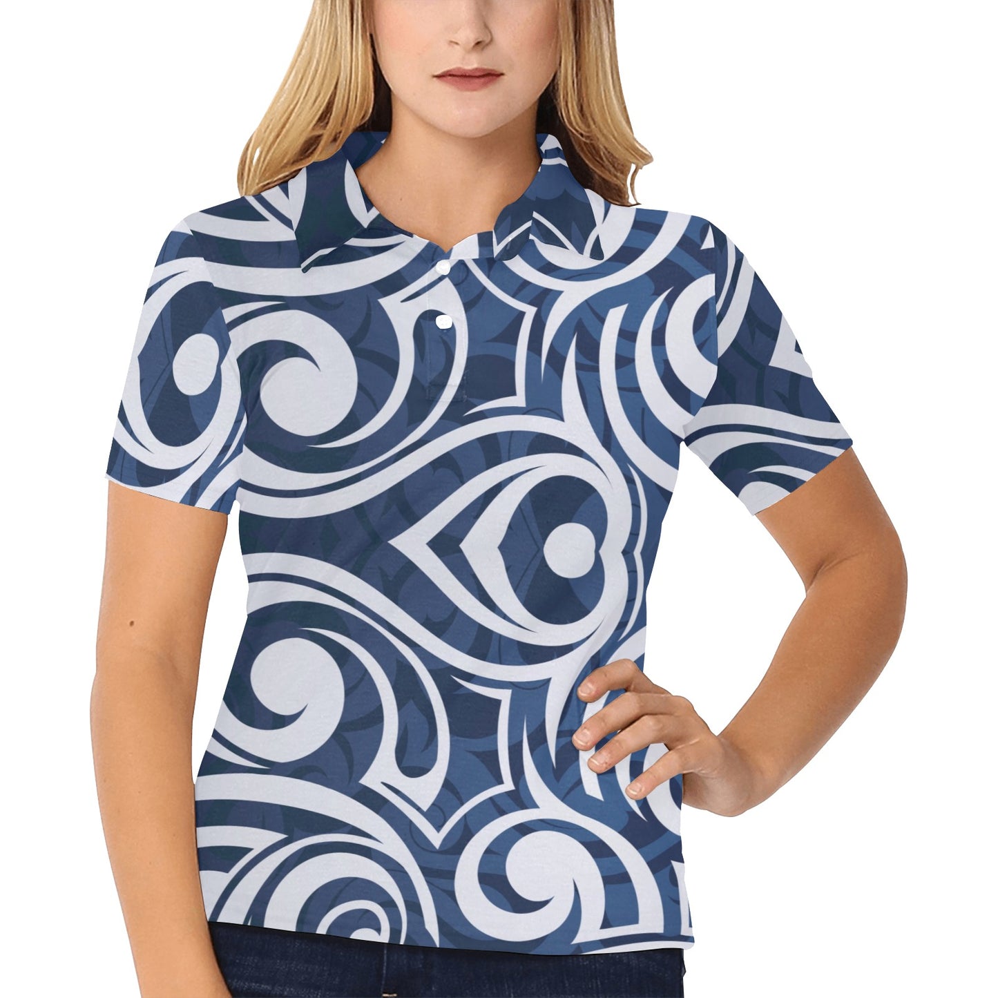 Maori Pattern Print Design 01 Women's Polo Shirt
