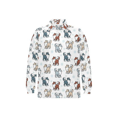 Alaskan Malamute Pattern Print Design 02 Long Sleeve Polo Shirt For Men's