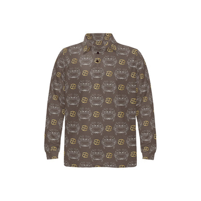 Cancer Zodiac Pattern Print Design 01 Long Sleeve Polo Shirt For Men's
