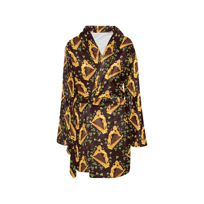 Harp Pattern Print Design 02 Women's Fleece Robe
