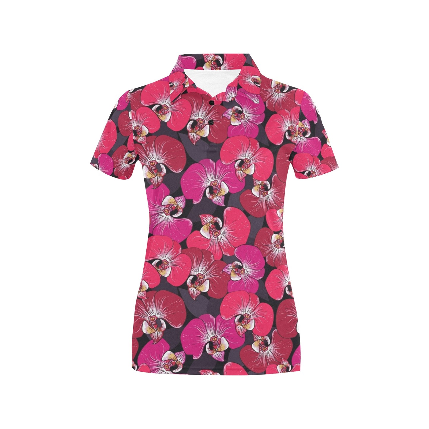 Orchid Red Pattern Print Design OR05 Women's Polo Shirt