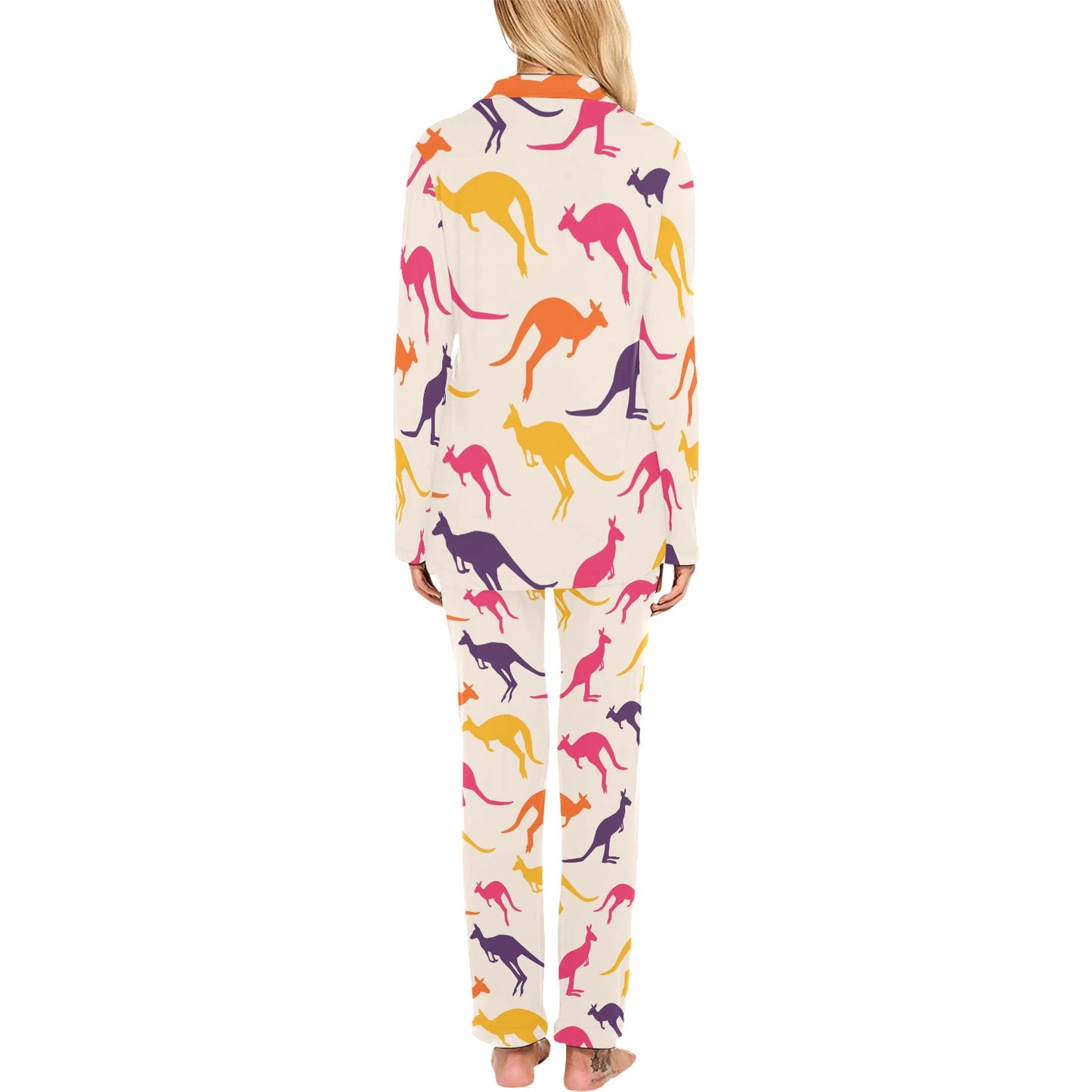 Kangaroos Pattern Print Design 01 Women's Long Pajama Set