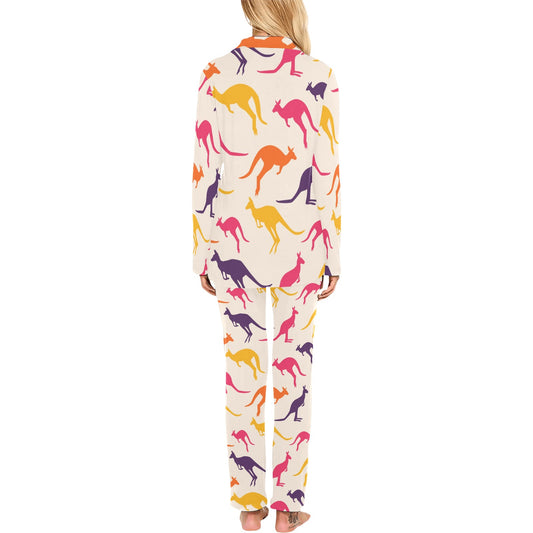 Kangaroos Pattern Print Design 01 Women's Long Pajama Set