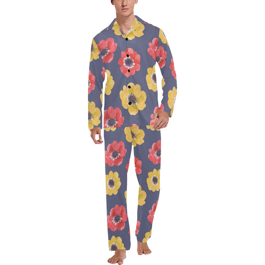 Anemone Pattern Print Design AM010 Men's Long Pajama Set