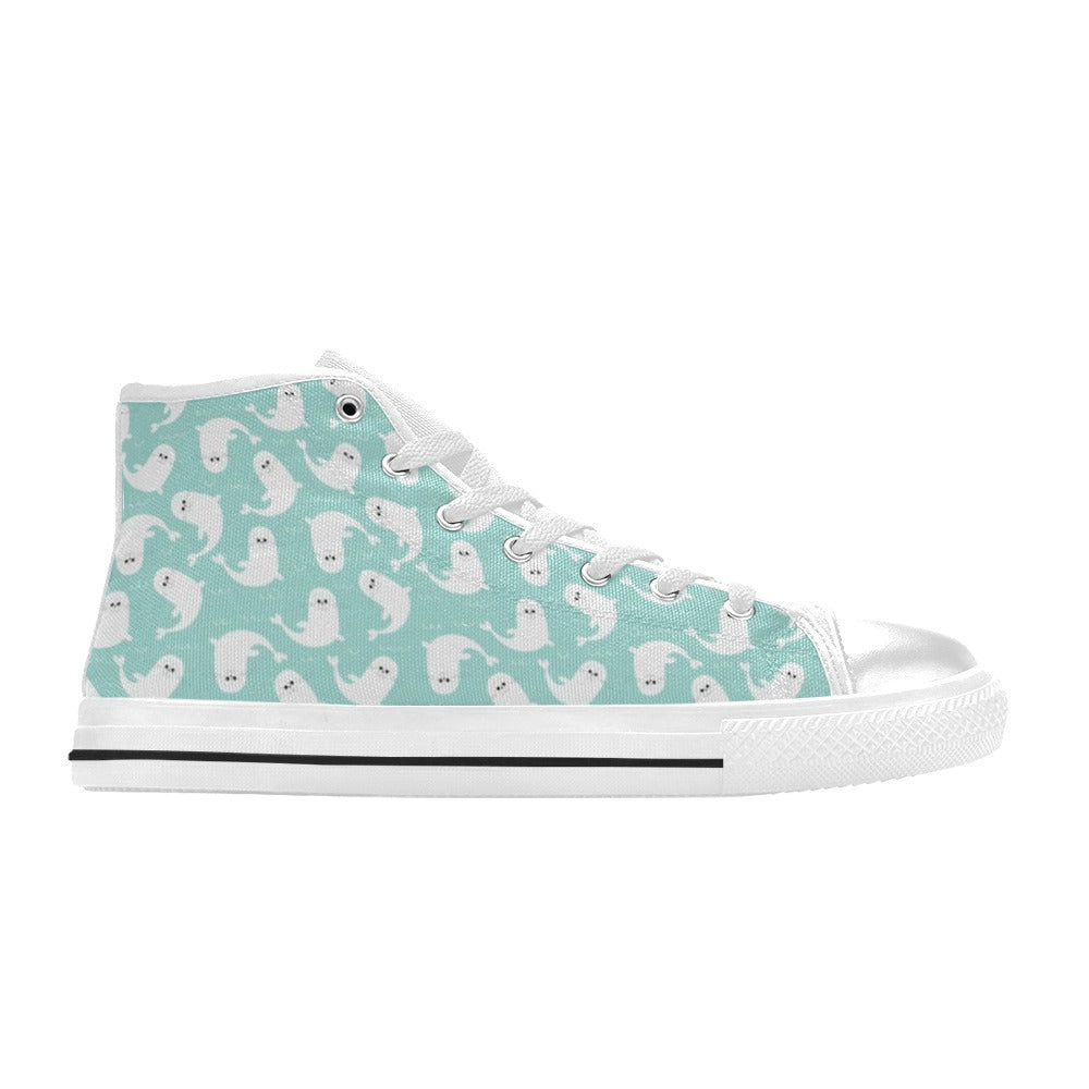 Sea Lion Print Design LKS401 Men's High Top Canvas Shoes