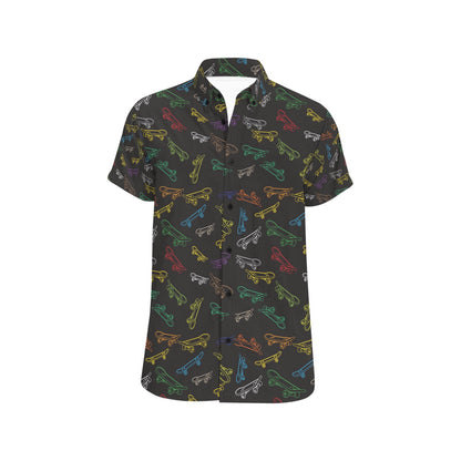 Skateboard Print Design LKS301 Men Short Sleeve Button Up Shirt