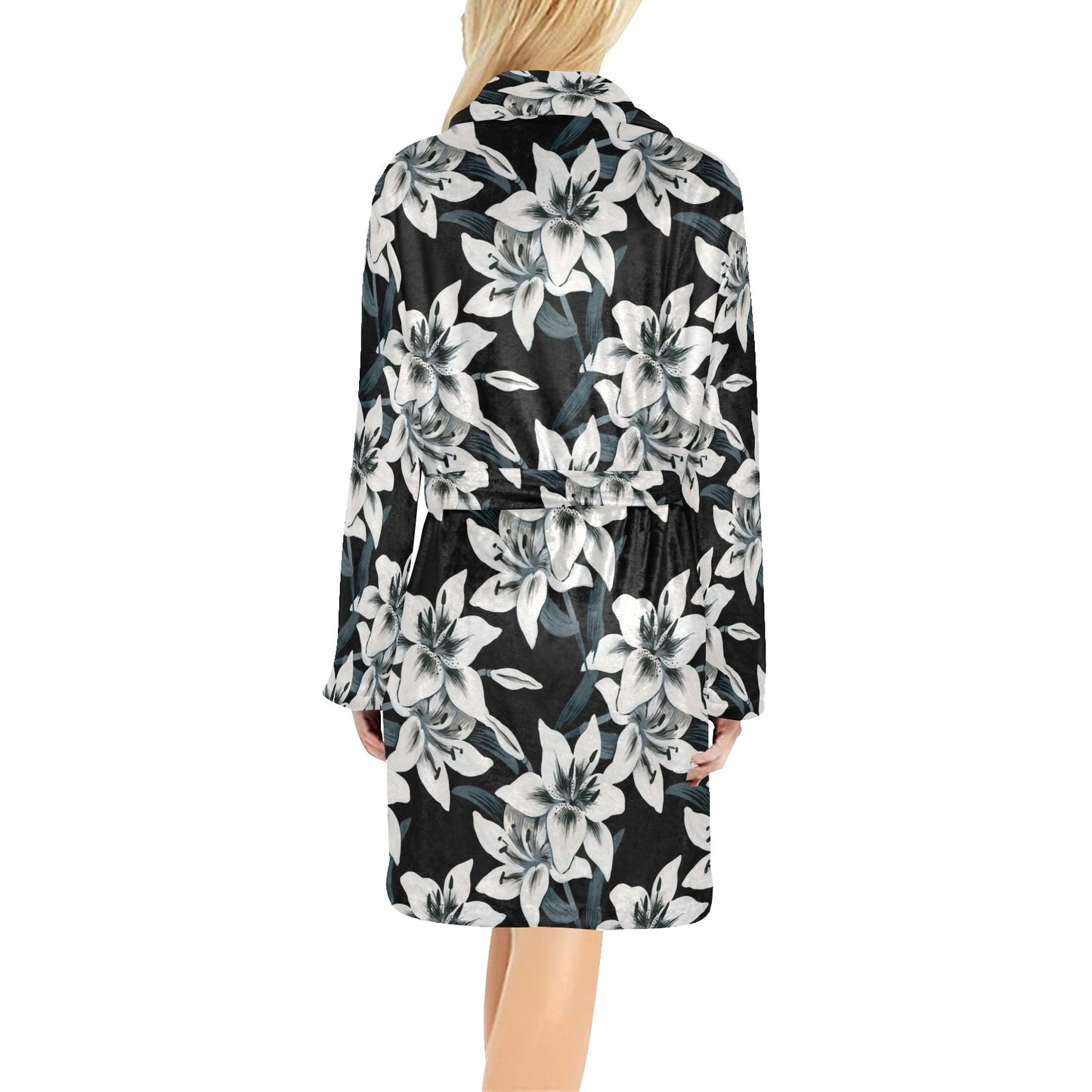 Lily Pattern Print Design 03 Women's Fleece Robe