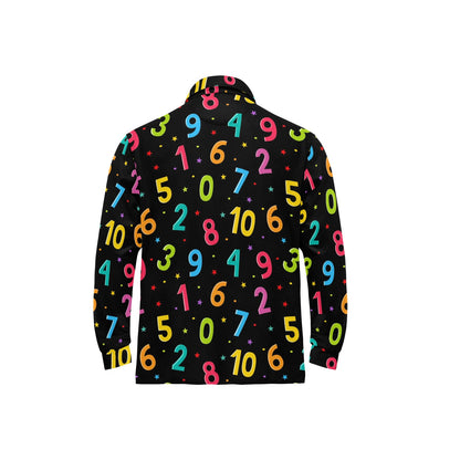 Number Pattern Print Design A04 Long Sleeve Polo Shirt For Men's