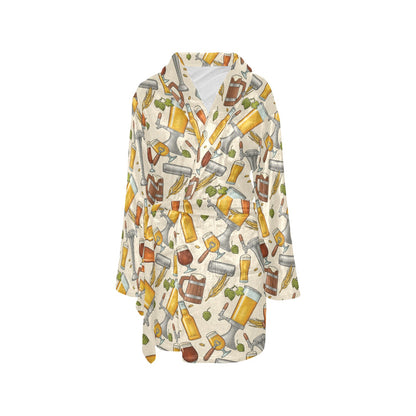Beer Pattern Print Design 05 Women's Fleece Robe