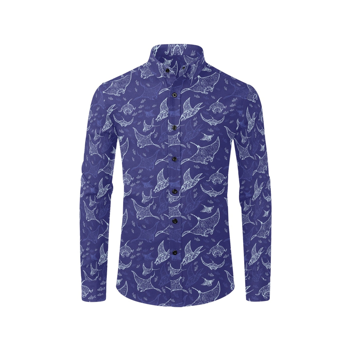 Manta Ray Print Design LKS401 Men's Long Sleeve Dress Shirt